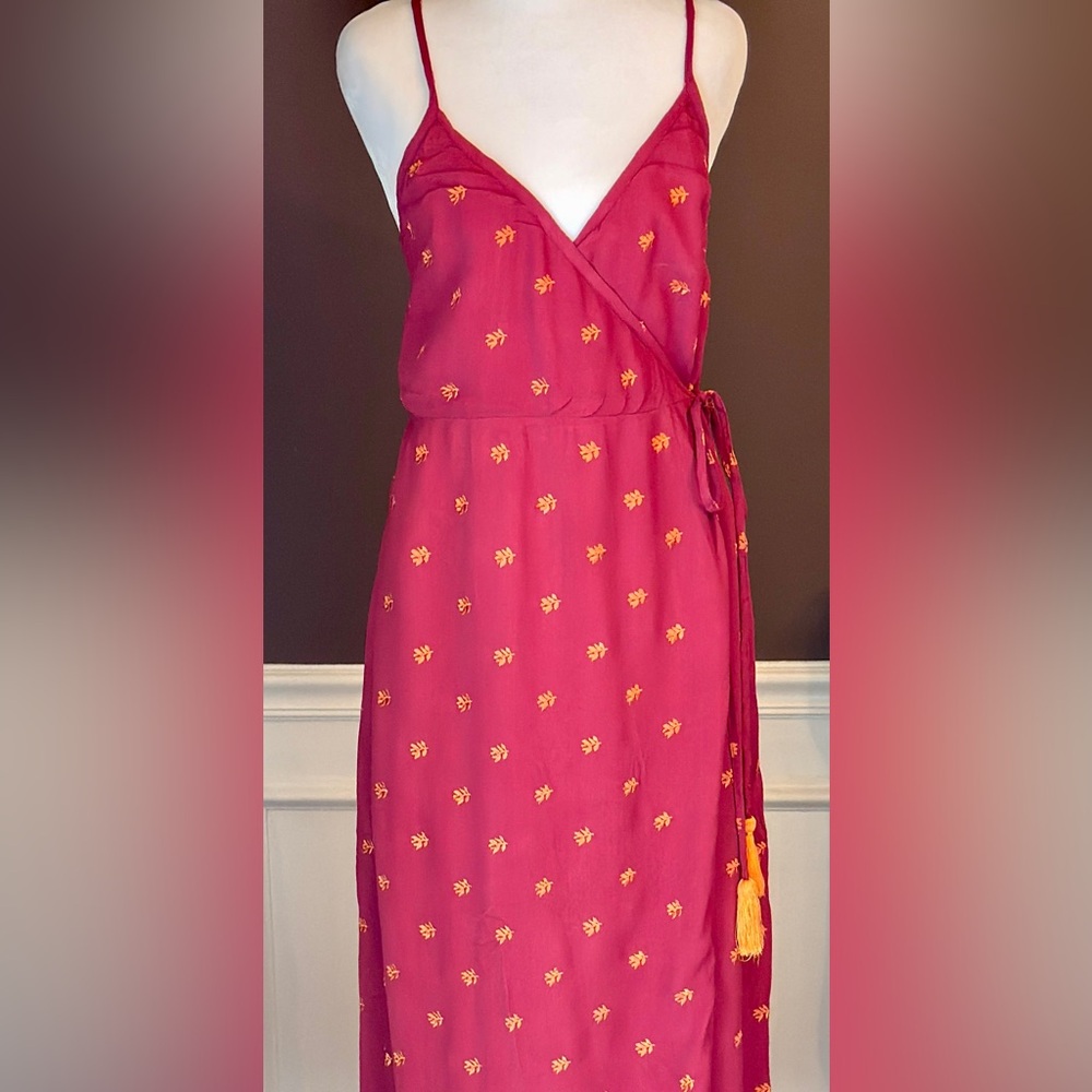 RAGA Autumn Love Maxi Wrap Dress Color Wine Size Small Sample Dress NWT - Picture 6 of 13